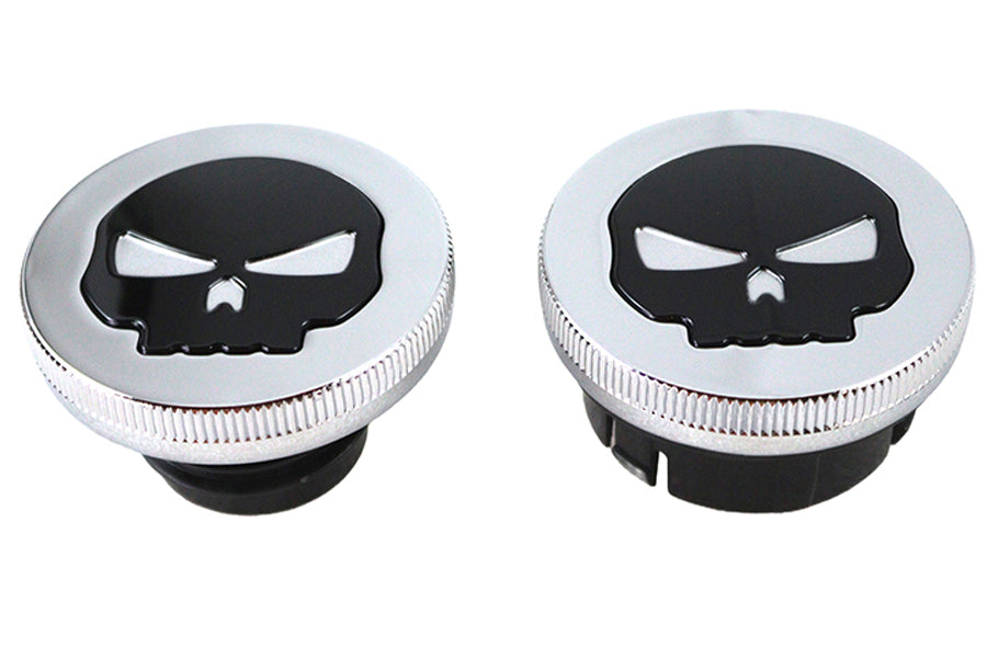 Chrome Skull Style Vented and Dummy Gas Cap Set 1996 / UP FXST 1996 / UP FLST 1996 / UP FXDWG