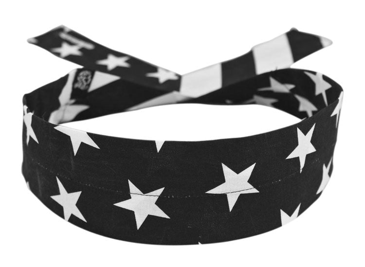 Cooldanna Head And Neck Tie 100% Cotton Black / White Flag Zanheadgear Dc219