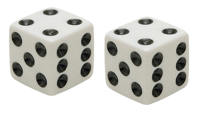 Custom Valve Stem Cap Dice / Wht Fits Tube Or Tubeless Stems White Dice / Black Dots MFG#Dic-Wt