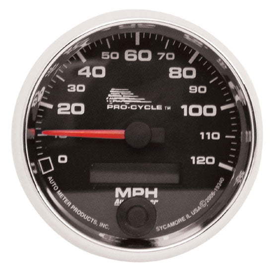 Speedometer Elec-Autometer Cus App 2 5 / 8" Diameter Black Dial W / Chrome Plated Bezel / Cup Lcd Odo .19340