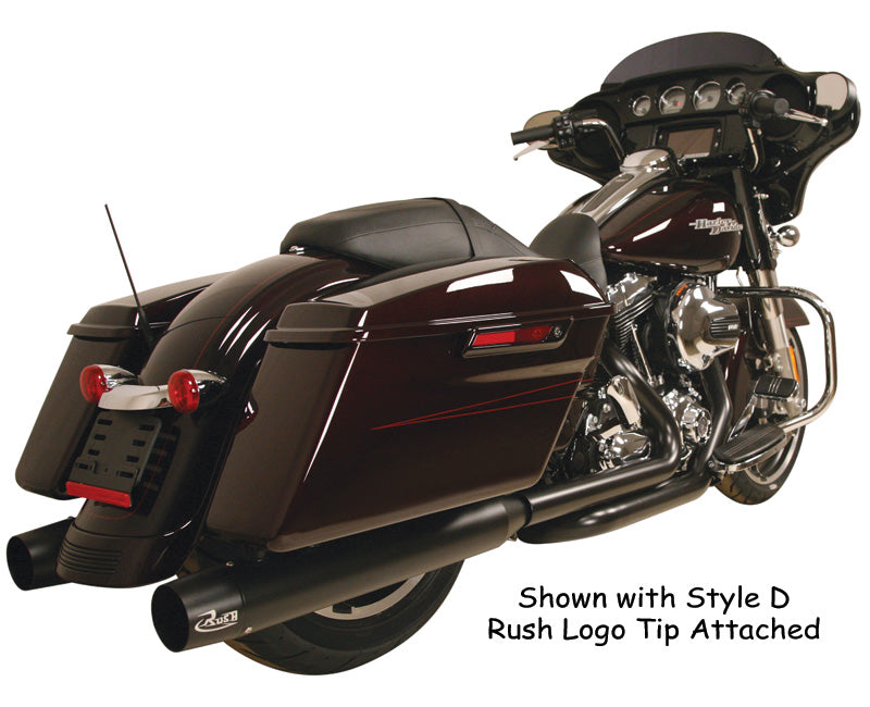 Mufflers Rush Big Louie 4" Black Fits Touring(Ex2010FLTrc / FLHx) 1995-2016 W2.5"Baffle Tip Comp