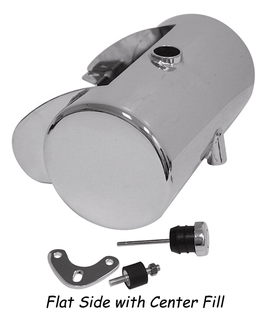 Oil Tank Custom Round 3.5 Qts Hardbody Softail Rigid & Custom Frames Ctr Fill W / Bty Box Cp