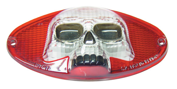 Skull Taillight Lens Red / Clear Skull Cat Eye Taillight With 4-1 / 2" Mt Holes Red Bulb / Led