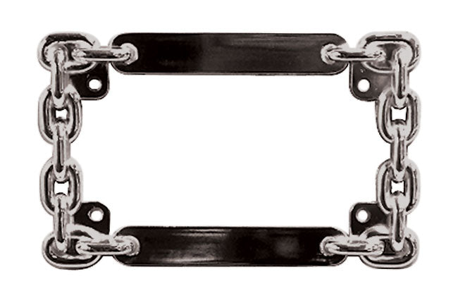 License Plate Frame Chain Chrome Plated Fits All 4"X 7" License Plates Die Cast Chrome Russell R13023