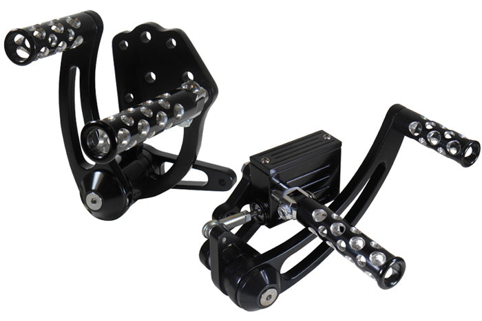Billet Forward Controls Black Big Twin 4 Speed 58 / 86 Softail 86 / 99 Hole Footpegs