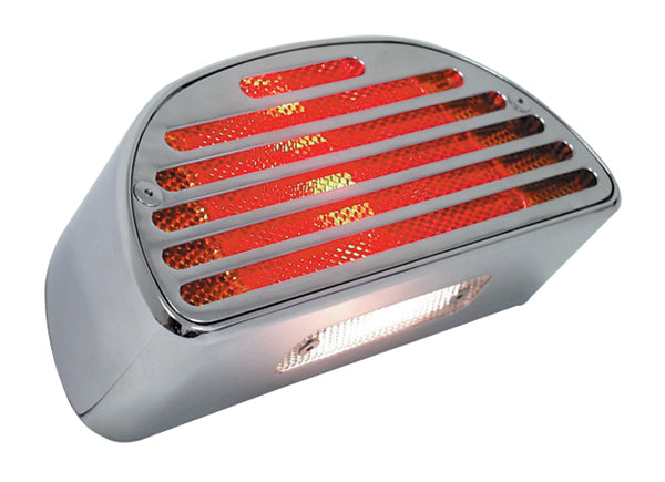 Taillight W / Turn Signals Custom App All Models 12V Mounting Holes 2.5"Ctr...Chrome Plated Billet Alum