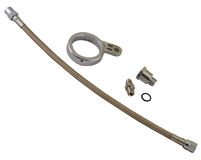 Chrome Plated Oil Pressure Brckt Evo Includes Lines & Fittings U Choose Guage 1.5" Dia.