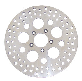 Drilled Brake Disc Polished Stainless Steel Big Twin & Sportster 84 / Later Front 11.5"Od Replaces HD 44136-92 & 44156-00