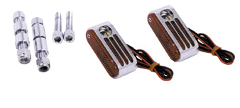 Oval Marker Light W / Side Light Amber Lens Dual 12V Bulb Chromed W / 5 / 16" Mounting Hardware