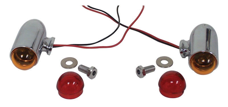Turn Signal Light Bullet Style Custom App W Red And Amber Lens Led Bulb Cp