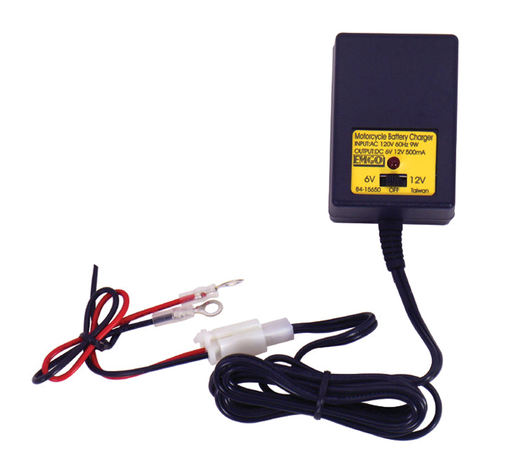 Battery Charger Trickle All Motorcycles 6 & 12 Volt W / Permanent "T" Plug..1 / 2 Amp