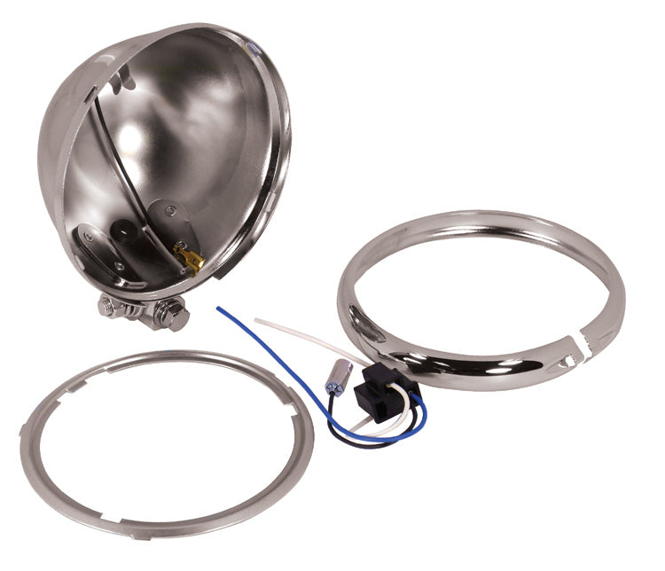 Headlight Shell 5-3 / 4" Light Custom Smooth Designition Bottom Mt Chrome Plated
