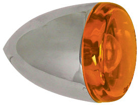 Turn Signal Bullet Style Rear Custom Use W / Amber Lens Single Filament Chrome