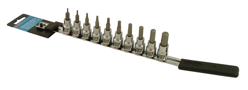 Hex Bit Socket Set Inch 3 / 8" Drive 10 Piece Set Cruztools #In38Hbs