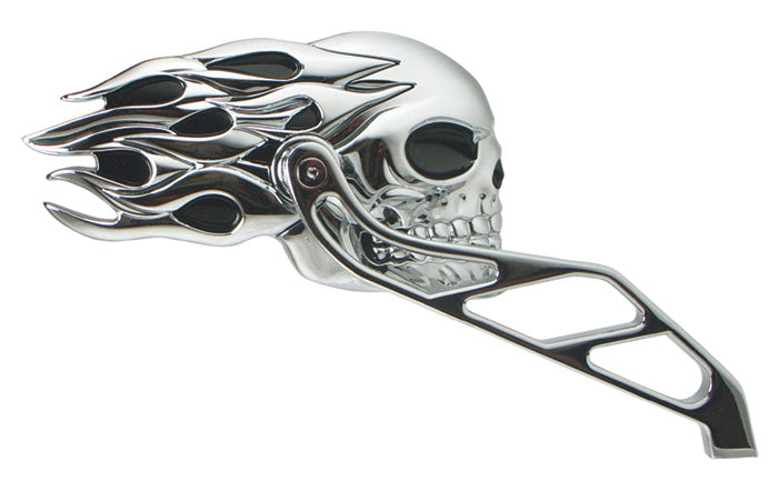 Skull Mirror W / Flames Chrome