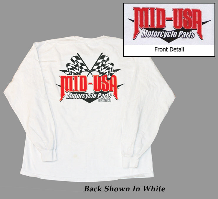 Shirt Tee Long Sleeve Black 100% Cotton Large MID-USA Logo