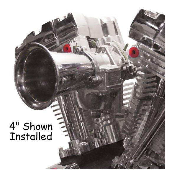 Carburetor Velocity Stack Uw / S&S "E" Or "G" Carburetor 4" Long Billet Alum Chrome Plated W / Hrdw