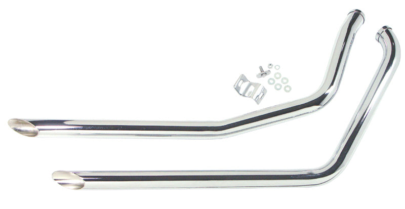 Slash Cut Drag Pipes 2" Softail 1986 / 2006 40" Lg Channel Mounting