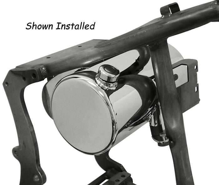 3.5 Qt Custom Round Oil Tank Any Frm W / Softail Style Mt Raw Stl Side Fill With Battery Box