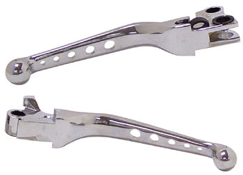 Clutch & Brake Hand Levers Chrome Plated Touring 08 / 14 Non Slip Grip Old School Look