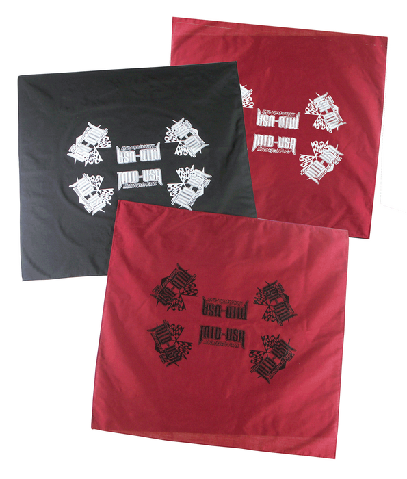 Bandanna Black W / White MID-USA Logo 21.25 X 21.25 65 / 35 Poly / Cotton