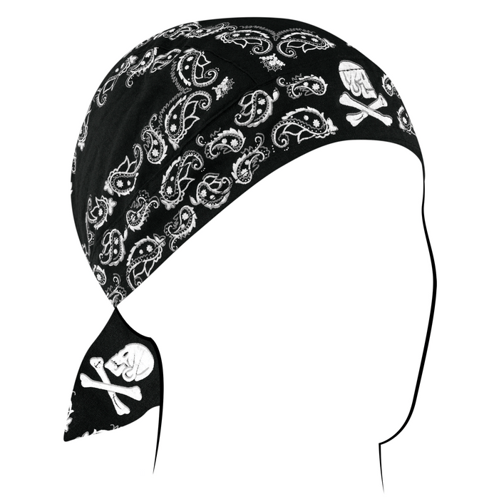 Flydanna Black Skull Paisley 100% Cotton Zanheadgear Z500