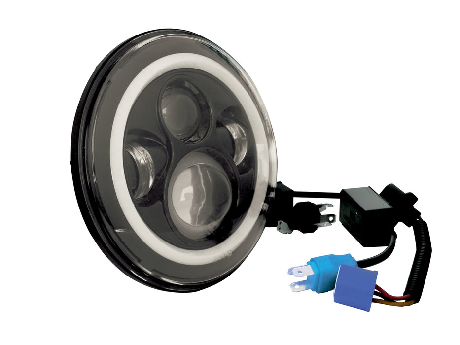 Led Headlight With Halo For Custom Use Black Shell W / Halo