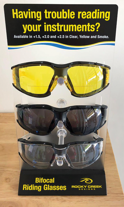Bifocal Riding Glasses +1.5 Magnification Smoke Lightweight And Flexible