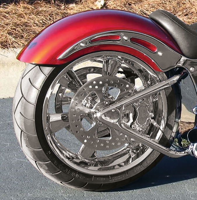 11" Round Top Softail Rear Fender For 240 Tires One Piece Phosphate Etched