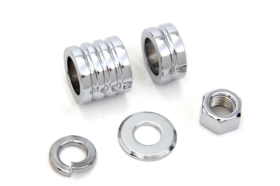 Front Axle Spacer Kit Groove Style Chrome 2000 / 2006 FLSTF Front Fitment