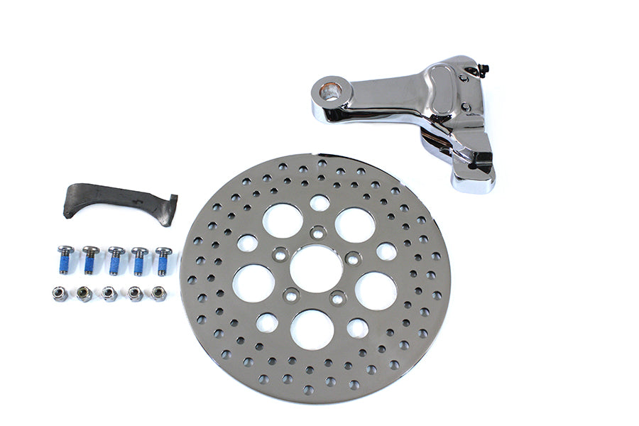 Chrome Rear 4 Piston Caliper and 11-1/2" Disc Kit 0 /  Custom application for rigid frame with 1 axle"