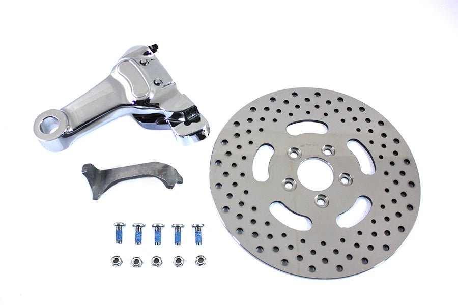 Chrome Rear 4 Piston Caliper and 11-1/2" Disc Kit 0 /  Custom application for rigid frame with 1 axle"