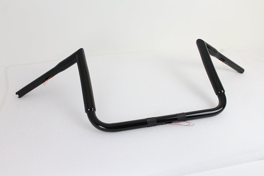 12" Black ChiZeled Z-Bar Handlebar without Indents 2014 / UP FLH 2014 / UP FLHX 2014 / UP FLHTCUTG 2014 / UP FLHTK