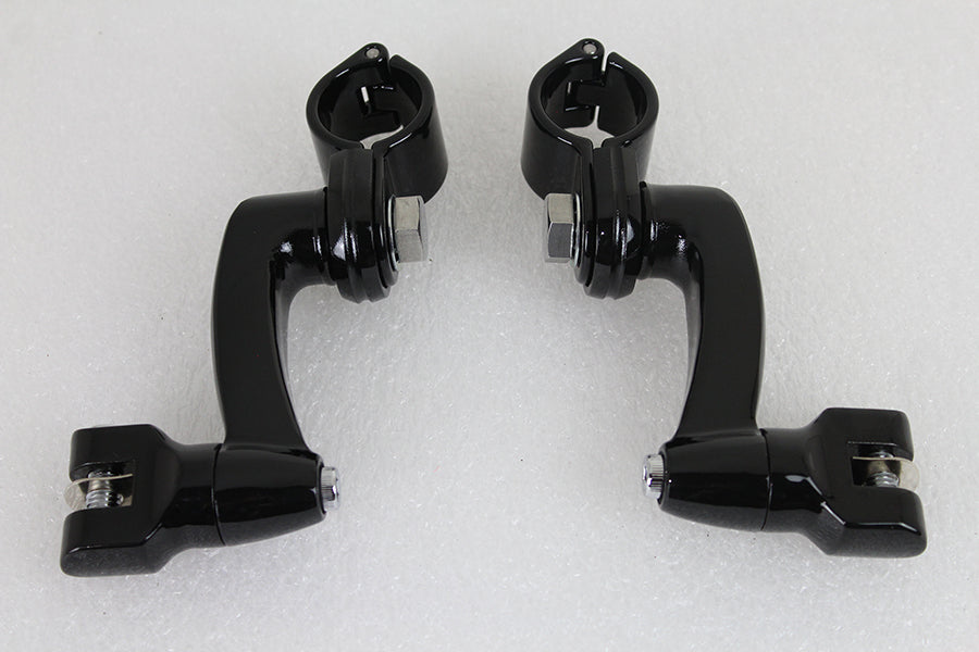 Highway Bar Footpeg Mount Set Black 0 /  Custom application for 1-1/4" bars"