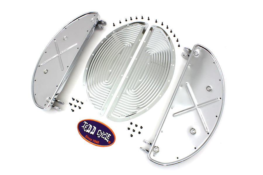 Chrome Driver Half Moon Footboard Set with Ribbed Insert 1940 / 1965 FL 1940 / 1965 G