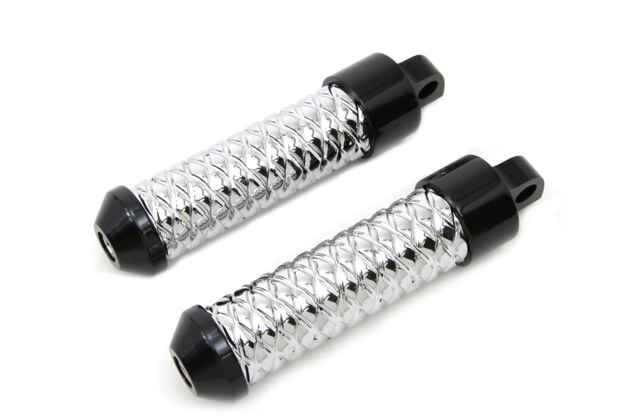 Chrome Bullet Style Footpeg Set with Black Ends 0 /  All models with female mounting block