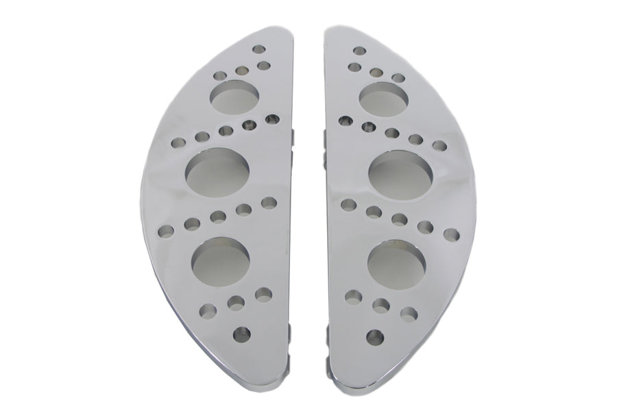 Driver Chrome Drilled Half Moon Footboard Set 1986 / UP FLST 1980 / UP FLT 1980 / UP FLT