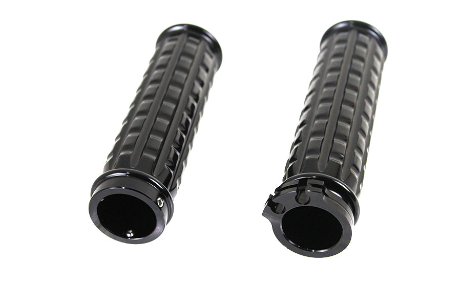 Black Grained Style Handlebar Grip Set 1996 / UP FXST 1996 / UP FLST 1996 / 2017 FXD 1996 / UP XL 1996 / 2007 FLT