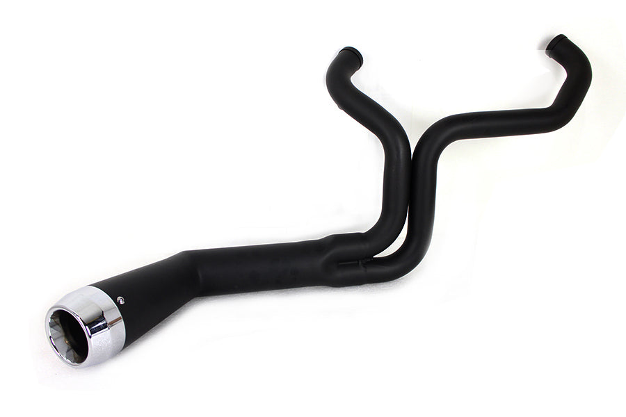 FLT Offset Megaphone 2:1 1-3/4  Exhaust Black with Chrome 2006 / 2016 FLT