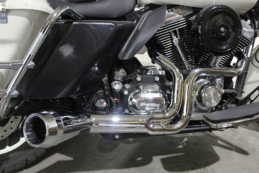 FLT Offset Megaphone 2:1 1-3/4 Exhaust Chrome with Chrome 2006 / 2016 FLT