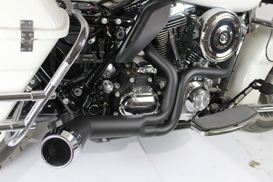 FLT Offset Megaphone 2:1 Exhaust Black with Chrome Tip 1985 / 2005 FLT