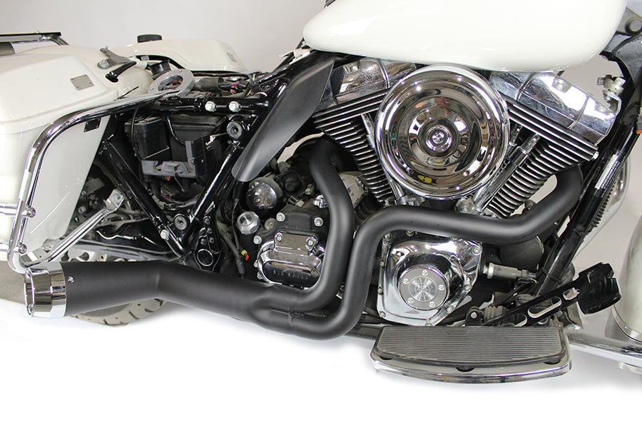 FLT Offset Megaphone 2:1 Exhaust Black with Chrome Tip 1985 / 2005 FLT