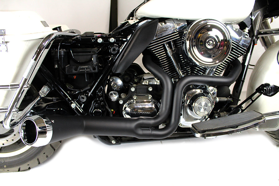 FLT Offset Megaphone 2:1 Exhaust Black with Chrome Tip 1985 / 2005 FLT