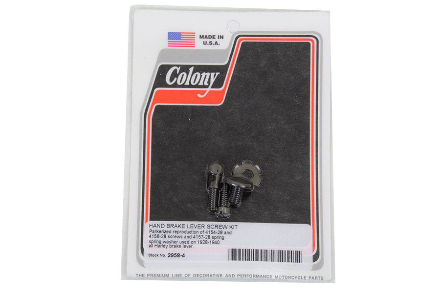Parkerized Brake Hand Lever Screw Kit 1928 / 1929 J 1930 / 1936 V 1937 / 1948 U 1936 / 1939 EL 1940 / 1940 FL