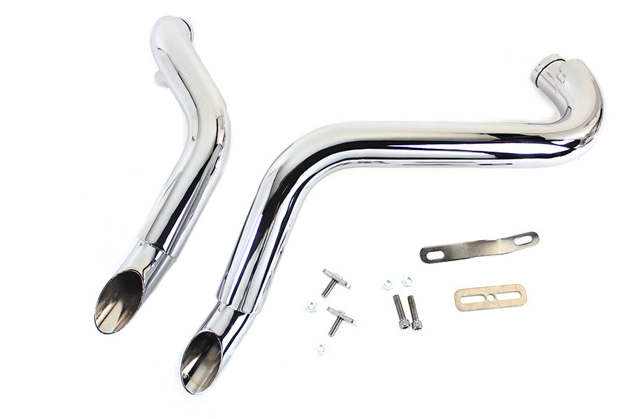 Straight Down Drag Pipe Set Chrome with Heatshields 1986 / 2017 FXST