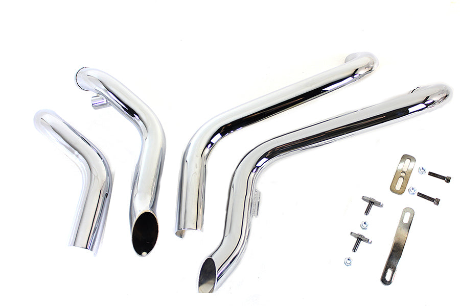 Straight Down Drag Pipe Set Chrome with Heatshields 1986 / 2017 FXST