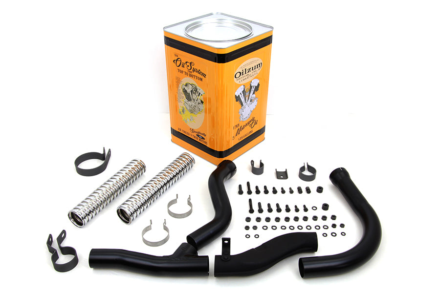 Black Replica Panhead Exhaust Header Kit 1948 / 1957 FL