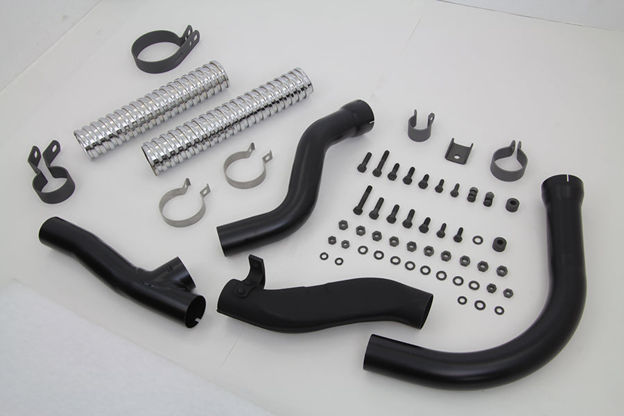 Black Replica Panhead Exhaust Header Kit 1948 / 1957 FL