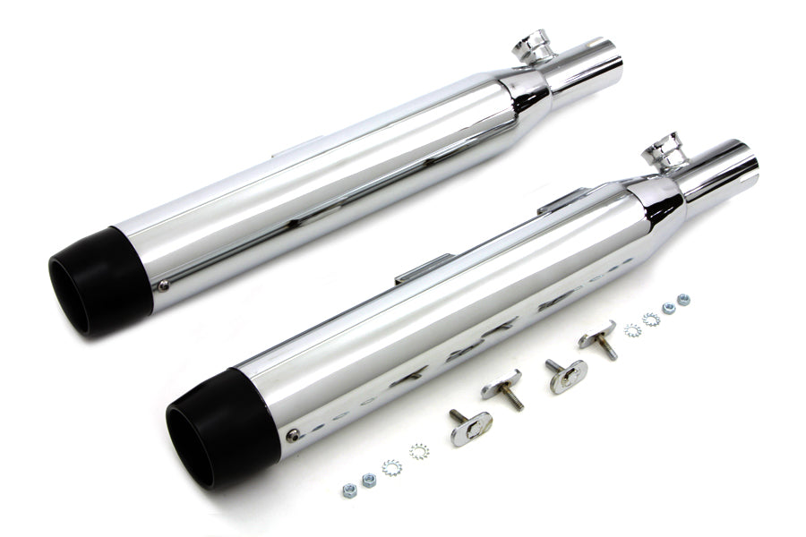 Chrome Slip On Muffler Set With Black Tips 2007 / 2017 FXST