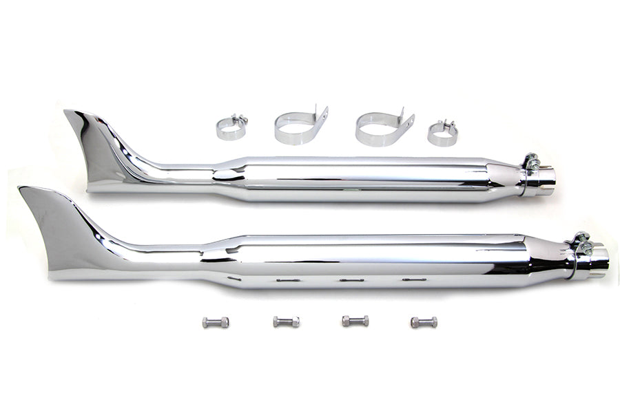 Chrome Fishtail Muffler Kit 30 0 /  Custom application for 1-3/4 exhaust pipes"0 /  Custom application for 1-3/4 exhaust pipes"